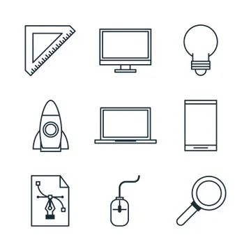 Creative process icons set Stock Illustration