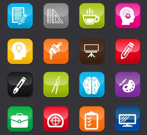 Creative process icons set Stock Illustration