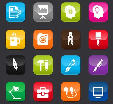 Creative process icons set Stock Illustration