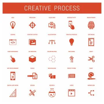 Creative process icons set vector 스톡 일러스트