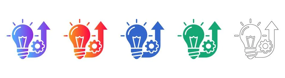 Creative Process Improvement Icons Stock Illustration