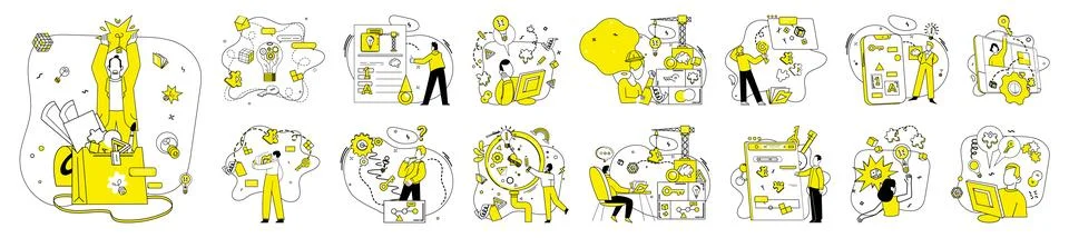 Creative process. Intelligence and intellect navigate labyrinth evolving Ilustración de archivo