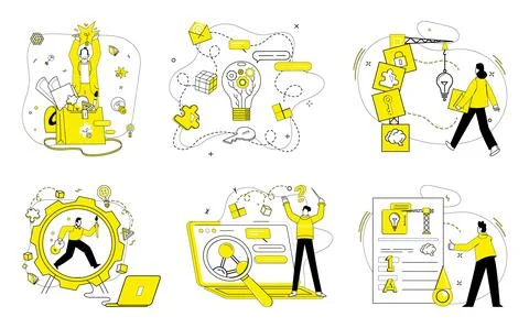 Creative process. Intelligence and intellect shape contours evolving creative Ilustración de archivo