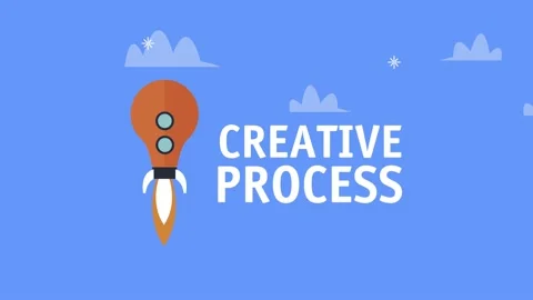 Creative process lettering with bulb startup Stock Footage 155511896