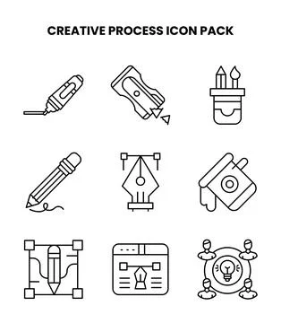 Creative Process Line Bundle Icons Pack Illustrazione stock