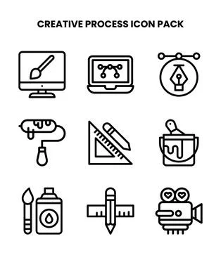Creative Process Line Design Icons Pack Illustrazione stock