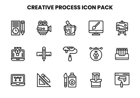Creative Process Line Design Icons Pack Illustrazione stock