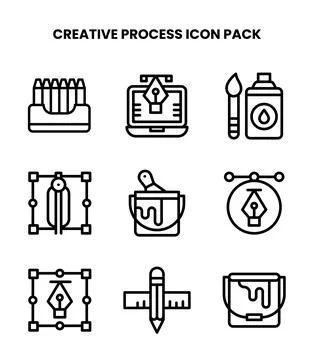 Creative Process Line Design Icons Pack イラスト素材