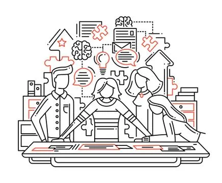 Creative process - line design illustrationn Illustrazione stock