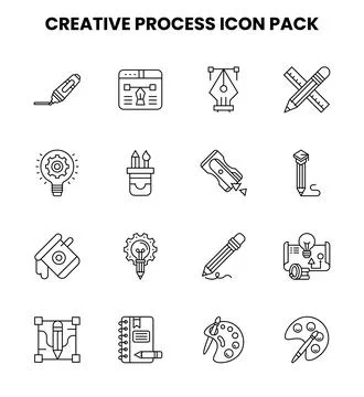 Creative Process Line Graphics Icons Pack Stock Illustration