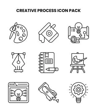 Creative Process Line Graphics Icons Pack Stock Illustration