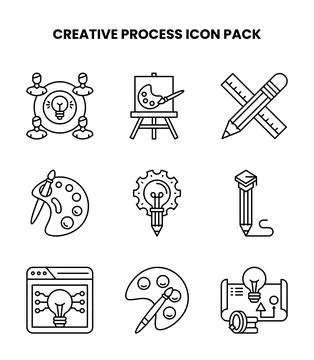 Creative Process Line Graphics Icons Pack Illustrazione stock