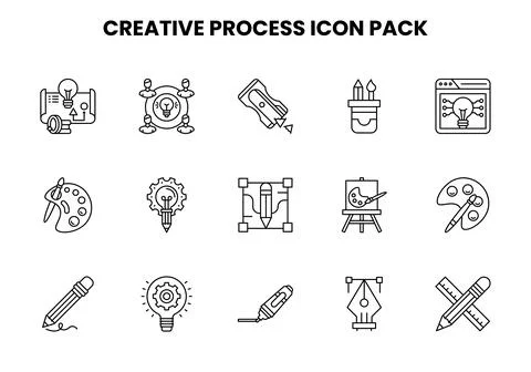 Creative Process Line Icons Pack Illustrazione stock