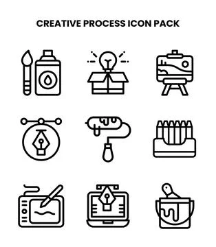 Creative Process Line Scalable Icons Pack Illustration