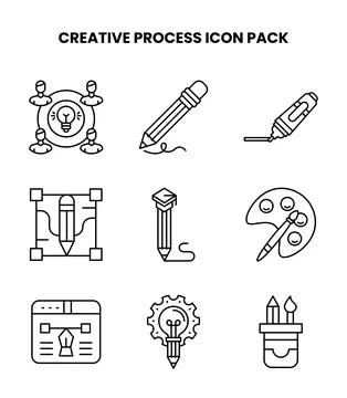 Creative Process Line SVG Icons Pack 스톡 일러스트
