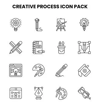 Creative Process Line UI Icons Pack Illustrazione stock