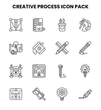 Creative Process Line UI Icons Pack Stock Illustration