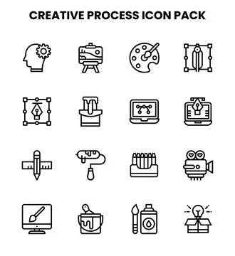 Creative Process Line Vector Icons Pack Stockillustratie