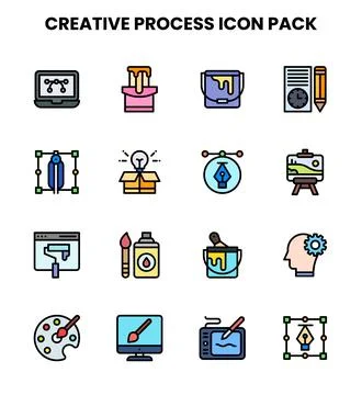 Creative Process Lineal Color Bundle Icons Pack イラスト素材