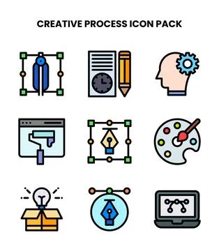 Creative Process Lineal Color Bundle Icons Pack イラスト素材