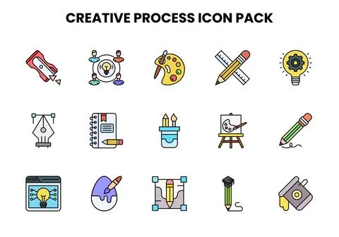 Creative Process Lineal Color Scalable Icons Pack Illustration