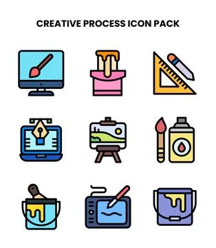 Creative Process Lineal Color SVG Icons Pack 스톡 일러스트