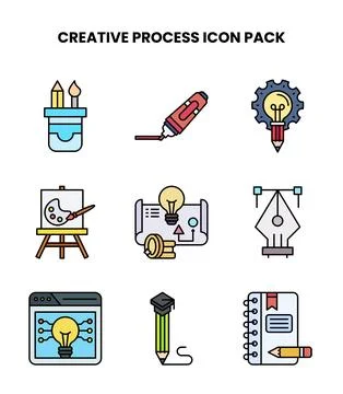 Creative Process Lineal Color UI Icons Pack Stockillustratie