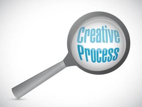 Creative process magnify glass sign concept Illustrazione stock