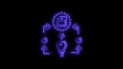 Creative process neon style animation on black background Stock Footage 308460986