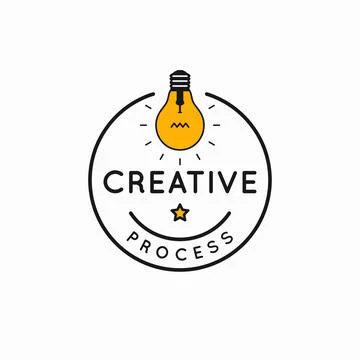 Creative process rounded linear idea logo on white Stock Illustration