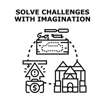 Creative process solving business challenges with imagination 스톡 일러스트