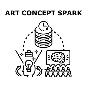 Creative process sparking new idea generation Stock Illustration