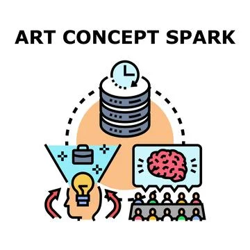 Creative process sparking new idea generation 库存插图