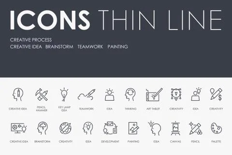 CREATIVE PROCESS Thin Line Icons Ilustración de archivo
