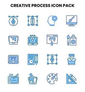 Creative Process Two Colour Bundle Icons Pack Stockillustratie