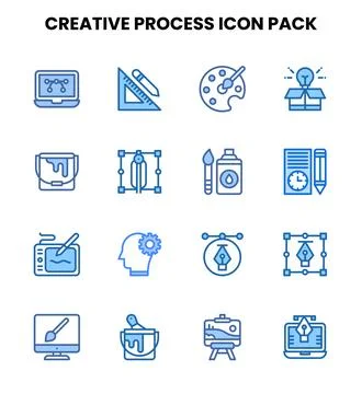 Creative Process Two Colour Bundle Icons Pack 스톡 일러스트