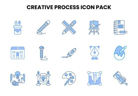 Creative Process Two Colour Collection Icons Pack Illustrazione stock
