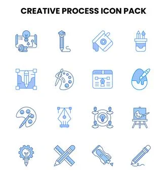 Creative Process Two Colour Collection Icons Pack Illustrazione stock