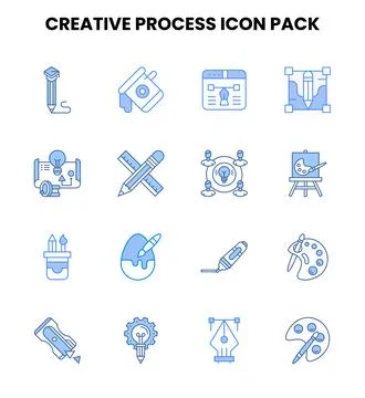 Creative Process Two Colour Collection Icons Pack Stock Illustration