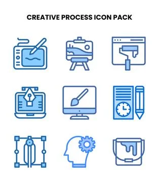 Creative Process Two Colour Collection Icons Pack Иллюстрация