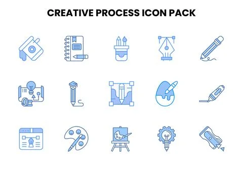 Creative Process Two Colour Design Icons Pack Illustrazione stock