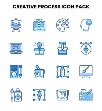 Creative Process Two Colour Scalable Icons Pack 스톡 일러스트