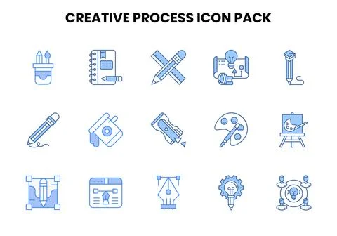 Creative Process Two Colour UI Icons Pack Illustrazione stock