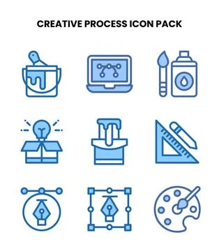 Creative Process Two Colour UI Icons Pack Stock Illustration