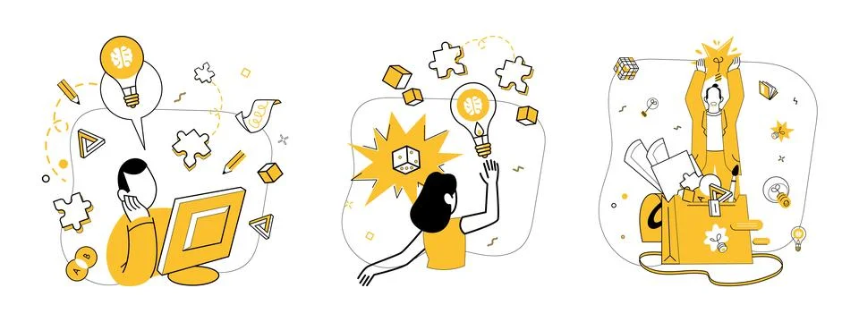 Creative process. Unique solutions blossom, born from delicate petals creative イラスト素材