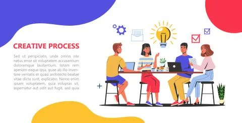 Creative process web banner concept. Business team Stock Illustration