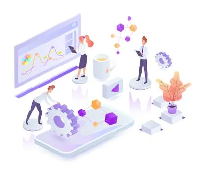 Creative process white isometric vector illustration イラスト素材