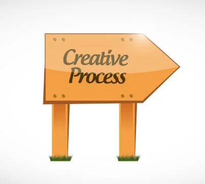 Creative process wood sign concept Stock Illustration