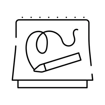 Creative process working with pencil on notebook paper Illustrazione stock