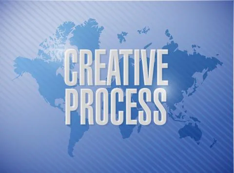 Creative process world map sign concept Stock Illustration